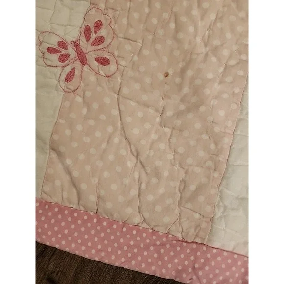 Pottery Barn Kids Butterfly Quilt 90 x 84 Polka Dot Set Queen/Full Pillow Sham